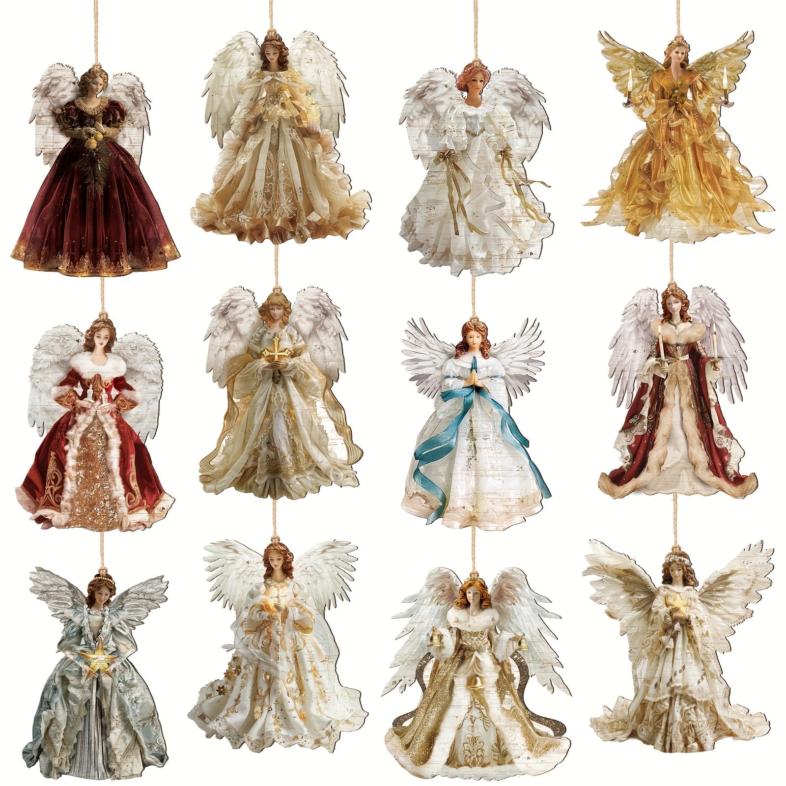 TEMU Set Of Vintage Wooden Ornaments For Christmas Tree Decoration, Perfect For Crafts And Holiday Gifts, Ideal For Party Tags