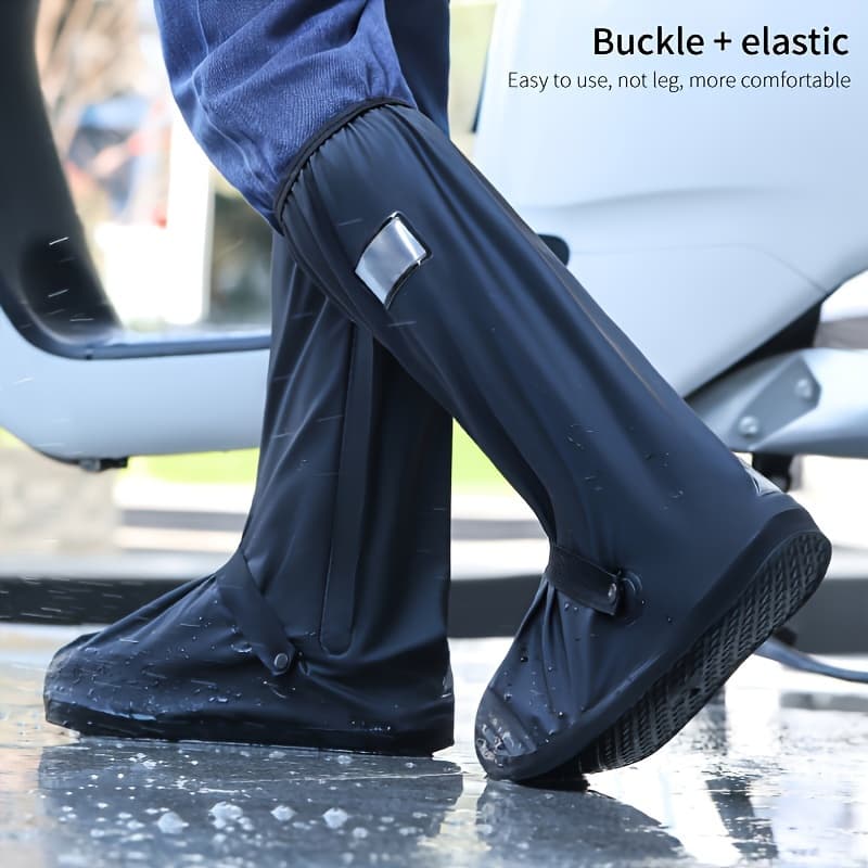 TEMU 1 Pair High-top Anti-slip Waterproof Rain Shoe Covers Thickened Wear-resistant Outdoor Men Women Shoe Covers