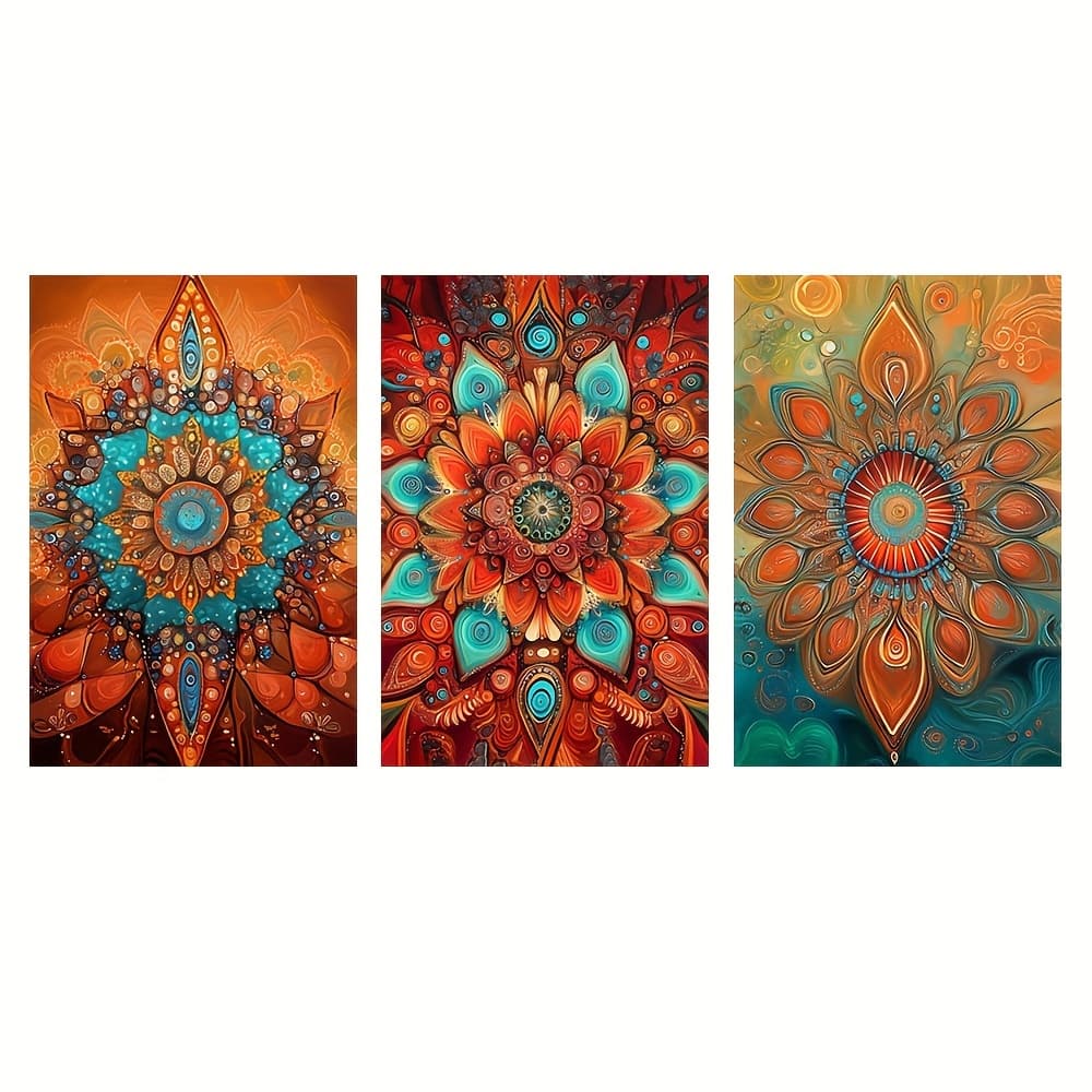 TEMU 2d Flat, 2d Flat, 3pcs Abstract Plant Print, Bohemian Style Floral Canvas Art Set, Suitable For Wall Decoration And Painting In Bedrooms, Living Rooms, And Home Offices