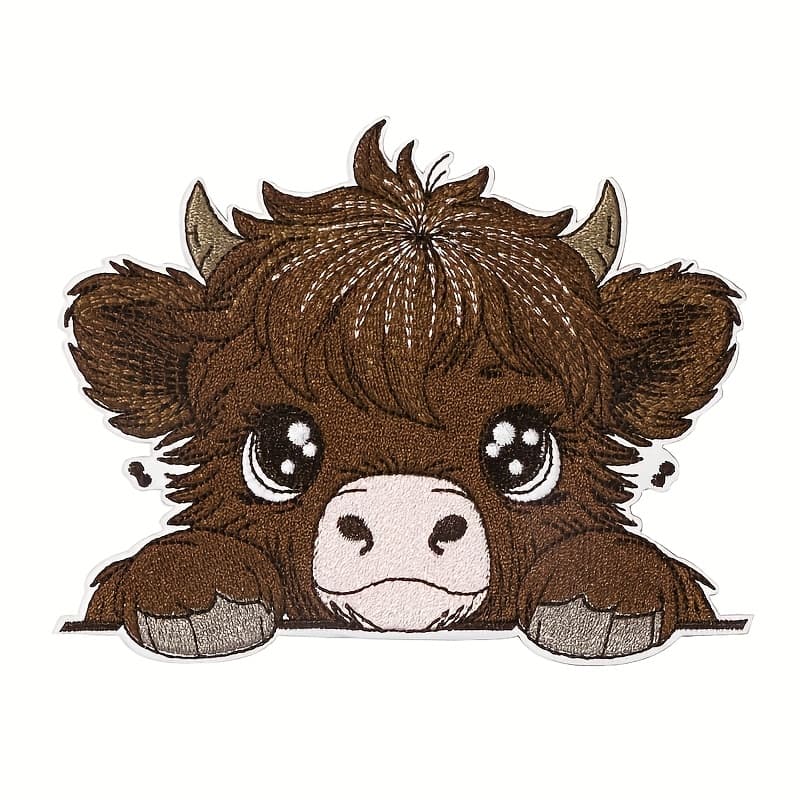 TEMU 1 Pack Embroidered Patches, Farm Animal Patches, Patches, Calf Patches, Cute Patches, Iron-on/sew-on, Suitable For Clothing, Backpacks, Hats, Pillows, Etc., Diy Decorative Patches