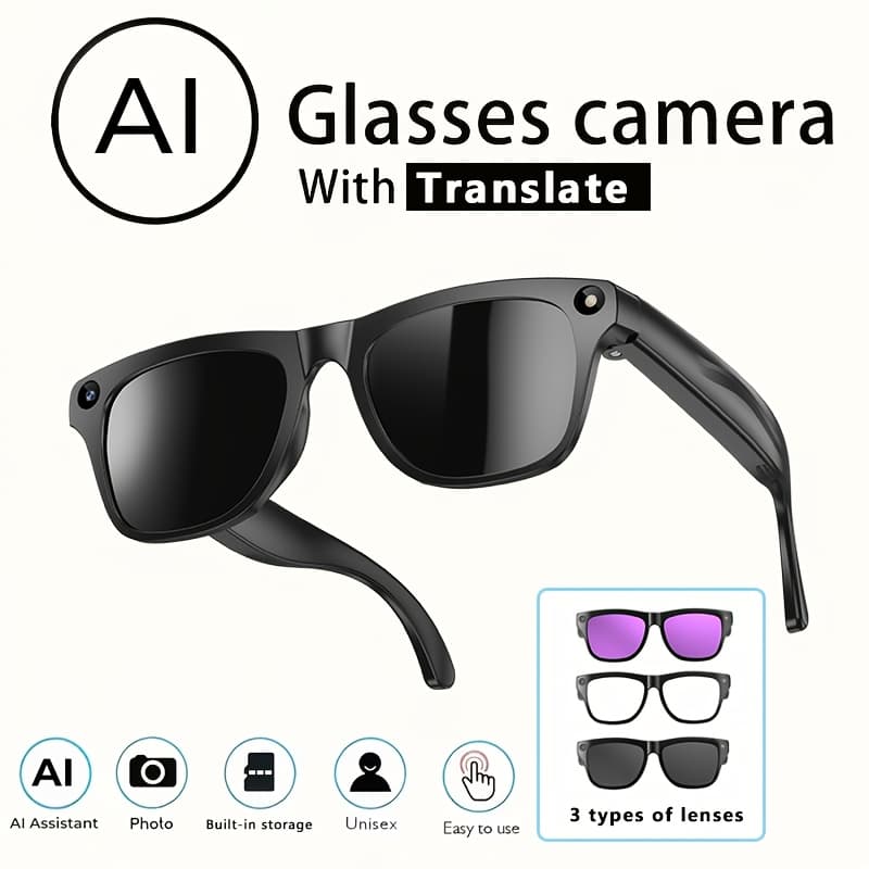 TEMU 2026 Ai Smart Glasses With Camera, Ai , Smart Ai Glasses, Music , Multilingual Translation, Ideal For Work & Travel, Father's Day & Gift