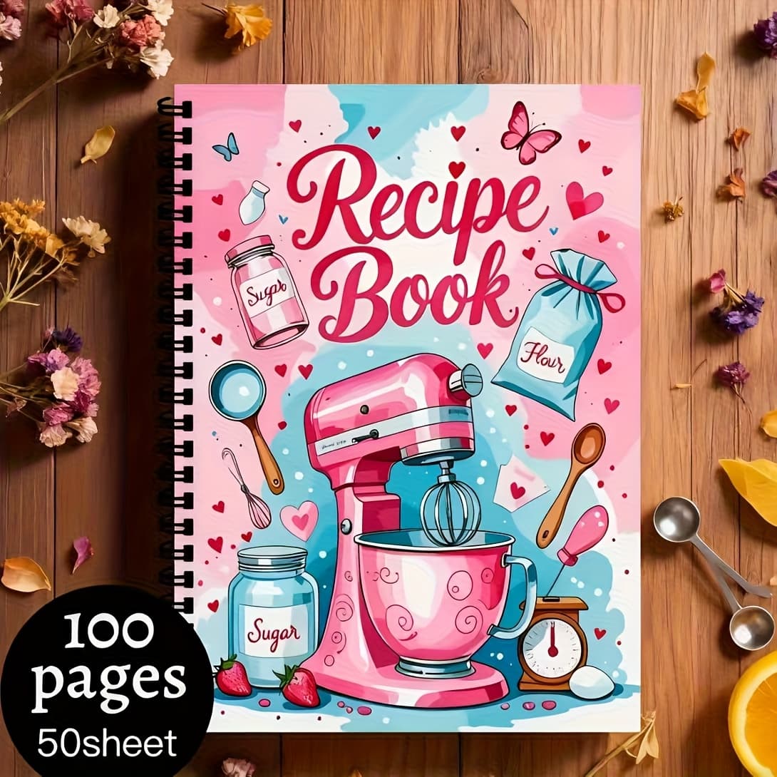 TEMU Planning Pads Recipes Spiral Notebook - A Diary Filled With Cute Kitchen Art, 100-page Kitchen Manual