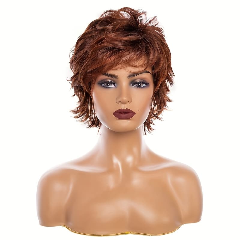 TEMU Short Curly Hair Wigs With Fluffy Short Bangs For Women Synthetic Fiber Curly Hair Wigs For Daily Party Cosplay Use 8 Inch