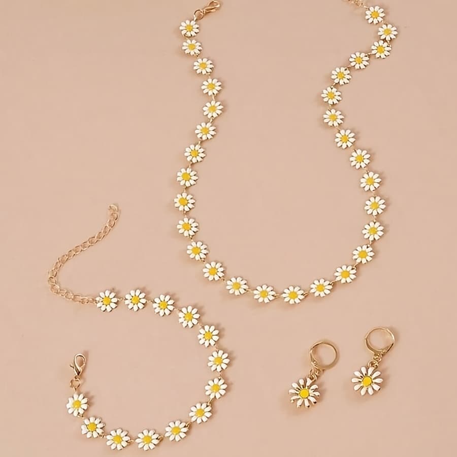 TEMU 4pcs Necklace, Bracelet, And Earrings Set For Women - Perfect Gift