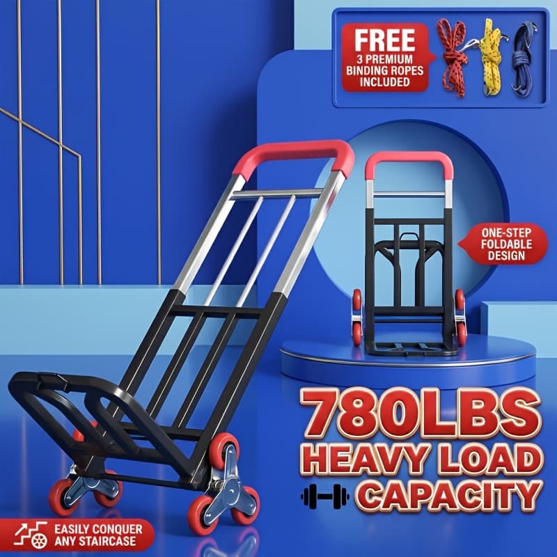 TEMU A Heavy-duty Folding Handcart With Adjustable Buckles, Climbing Wheels, And Portable Lifting Function, Suitable For Transportation And Shopping, With A Foldable Design