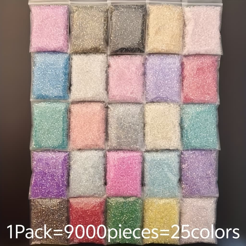 TEMU 9000pcs Of 25 Colors Of Smooth Glass Embroidered Beads In Black, White, And Beige, Perfect For Jewelry Making, Bracelets, Clothing, And Craft Additions, An Ideal Gift For And Holidays