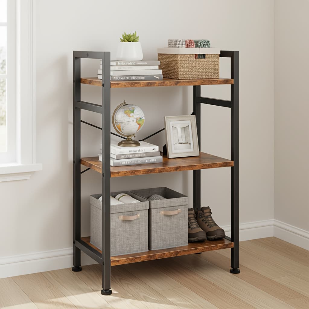 TEMU Three-tier Compact Home Storage Rack With Shelves Rack Ideal For Home Offices, Living Rooms, Bedrooms, Standing Shelf