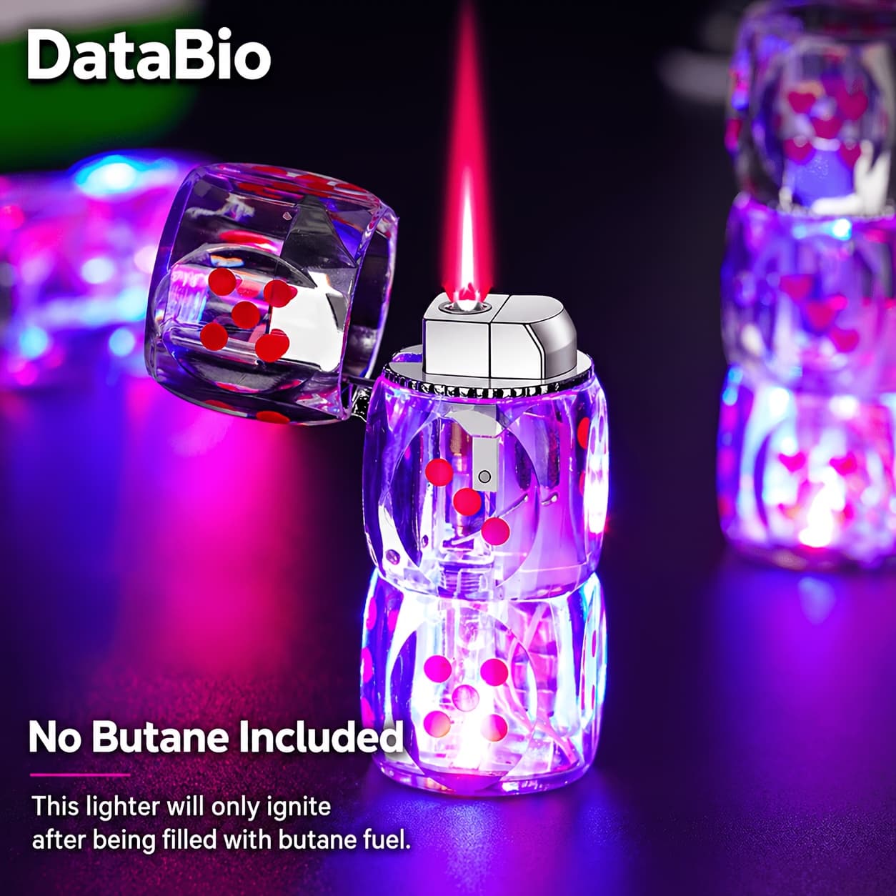 TEMU (no Butane) Dice-shaped Butane Lighter, Refillable, Windproof Jet Flashlight, Adjustable Flame Lighter, Holiday, Birthday Gift, Barbecue Candle For Camping (no Butane)