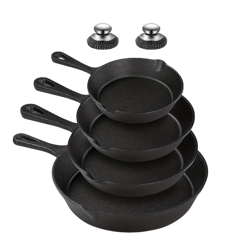 TEMU 6pcs Cast Iron Set, Cast Iron Set, 5 Inch 6 Inch 8 Inch 10 Inch Cast Iron Frying Pan + Balls, Household Pans, , , Cast Iron