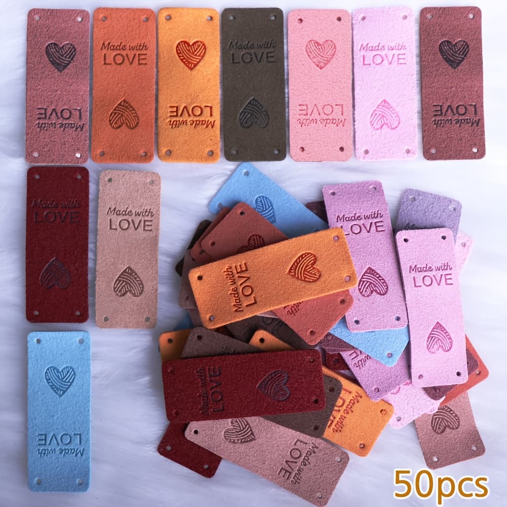 TEMU 20/50pcs With Holes For Handicrafts, Knitting, Sewing, Hats, Purses And Clothing Making, Labels For Handmade Items Embossed Crochet Labels, Label Tags