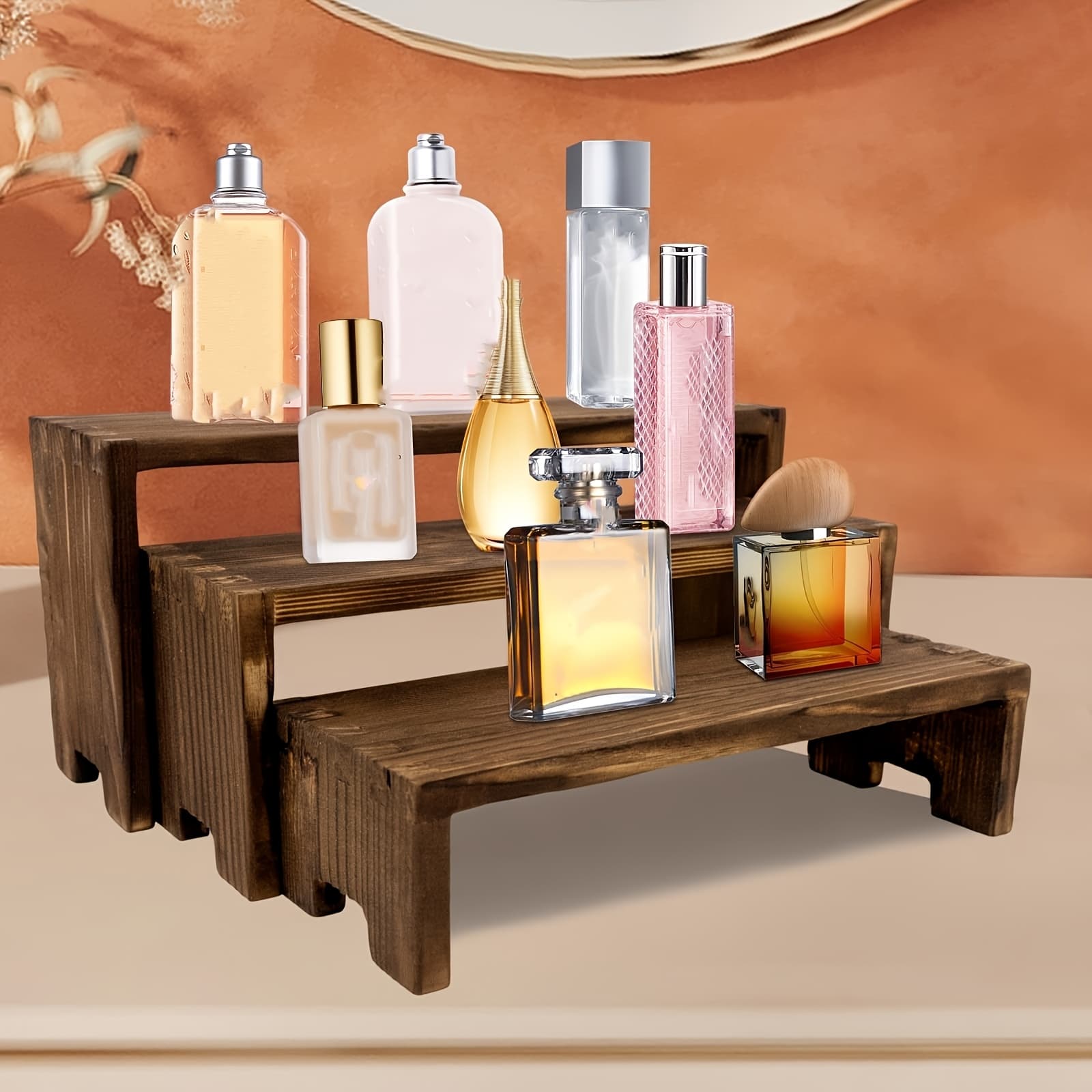 TEMU Three-tier Wooden Display Rack - A Modern Rectangular Home Decor Storage Shelf, -saving Tabletop Organizer