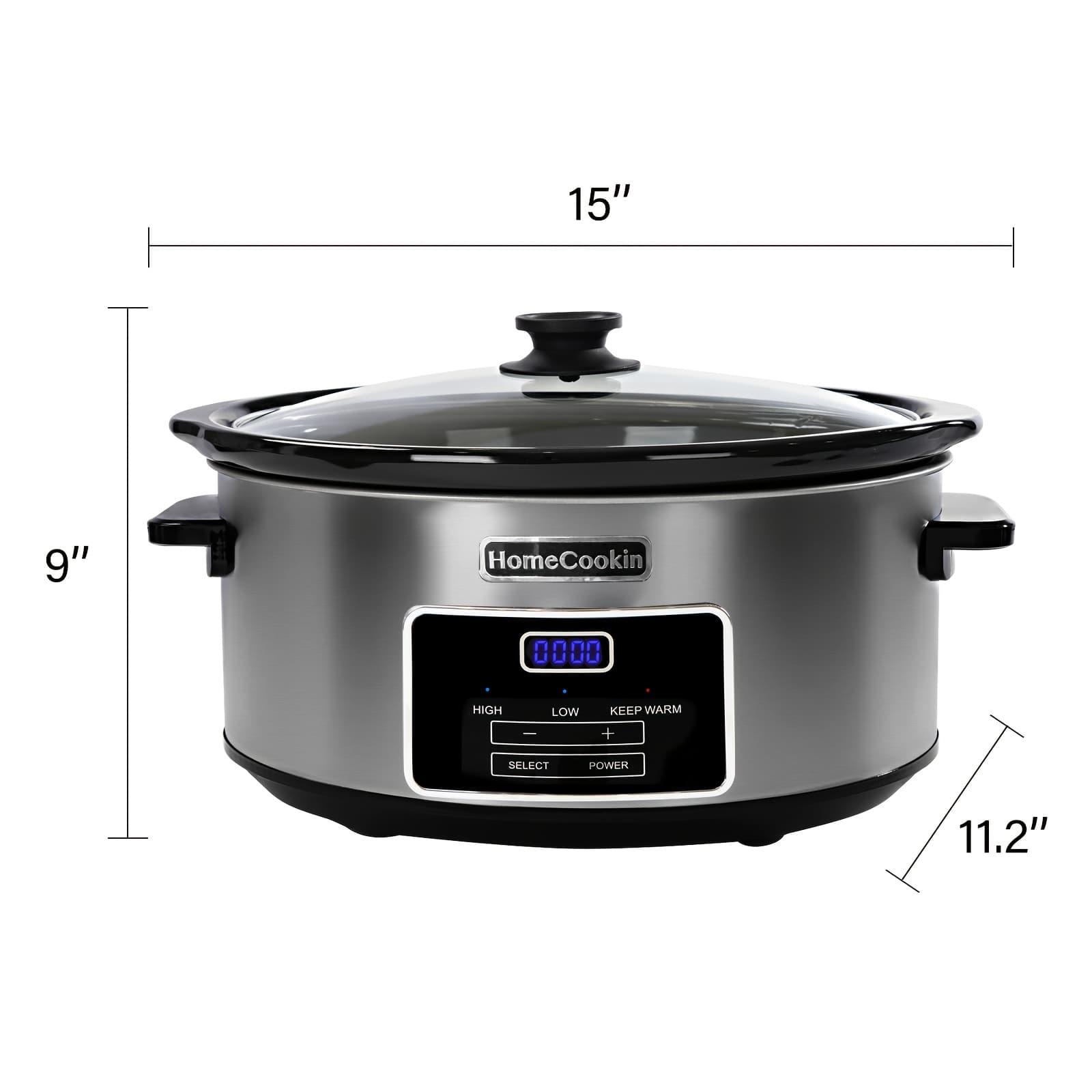 TEMU Digital Slow Cooker With Ceramic Bowl - Programmable Countdown Timer & Function, Perfect For , Soups, , Holiday Cooking,