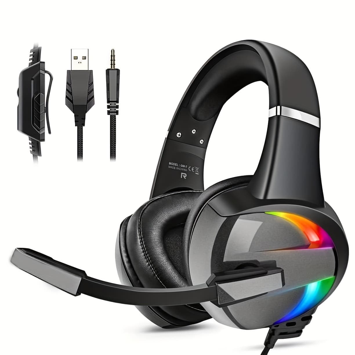 TEMU Led Rgb Gaming Headsets | Surround Sound | Noise-canceling Mic | Gaming Headphones For Ps5 Ps4pcs Laptop | | For Gamers & Esports Enthusiasts, Gaming Accessories