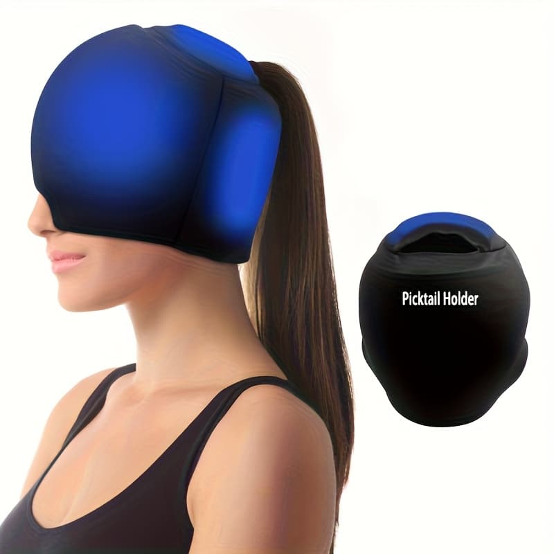 TEMU 1pc Gel Ice Compression Hat, Head Ice Pack Wrap, Body Cooling Products, Hot Cold Pack, Light-blocking, Reusable, Long-lasting , More Gel & Coverage Area