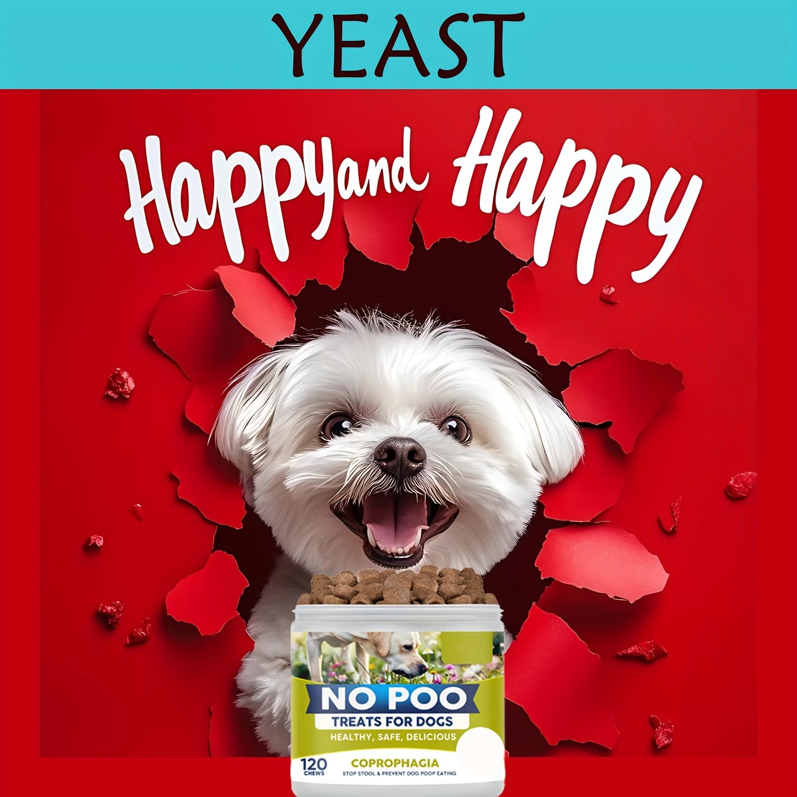 TEMU Poop Free Snacks For Dogs - 120 Chewable Tablets