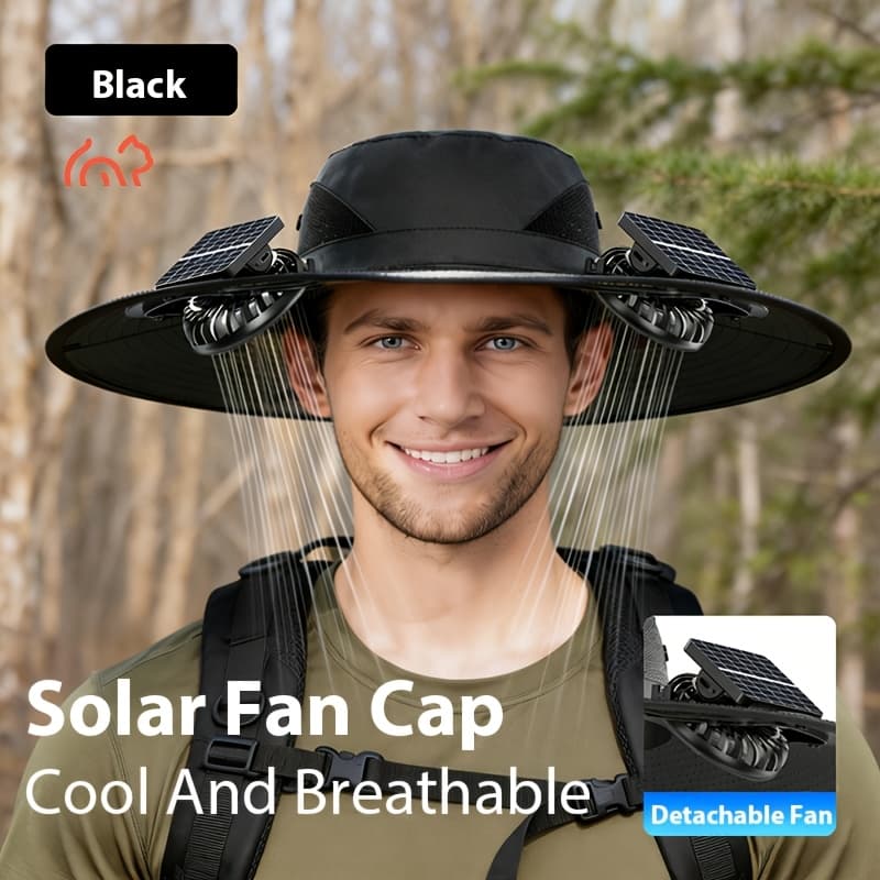 TEMU Solar Dual Fan Sun Hat, Usb Charging, Adjustable Strap, Cool And Breathable, , High , Long , Suitable For Outdoor Activities, Single Hat Without Fan/1 Fan
