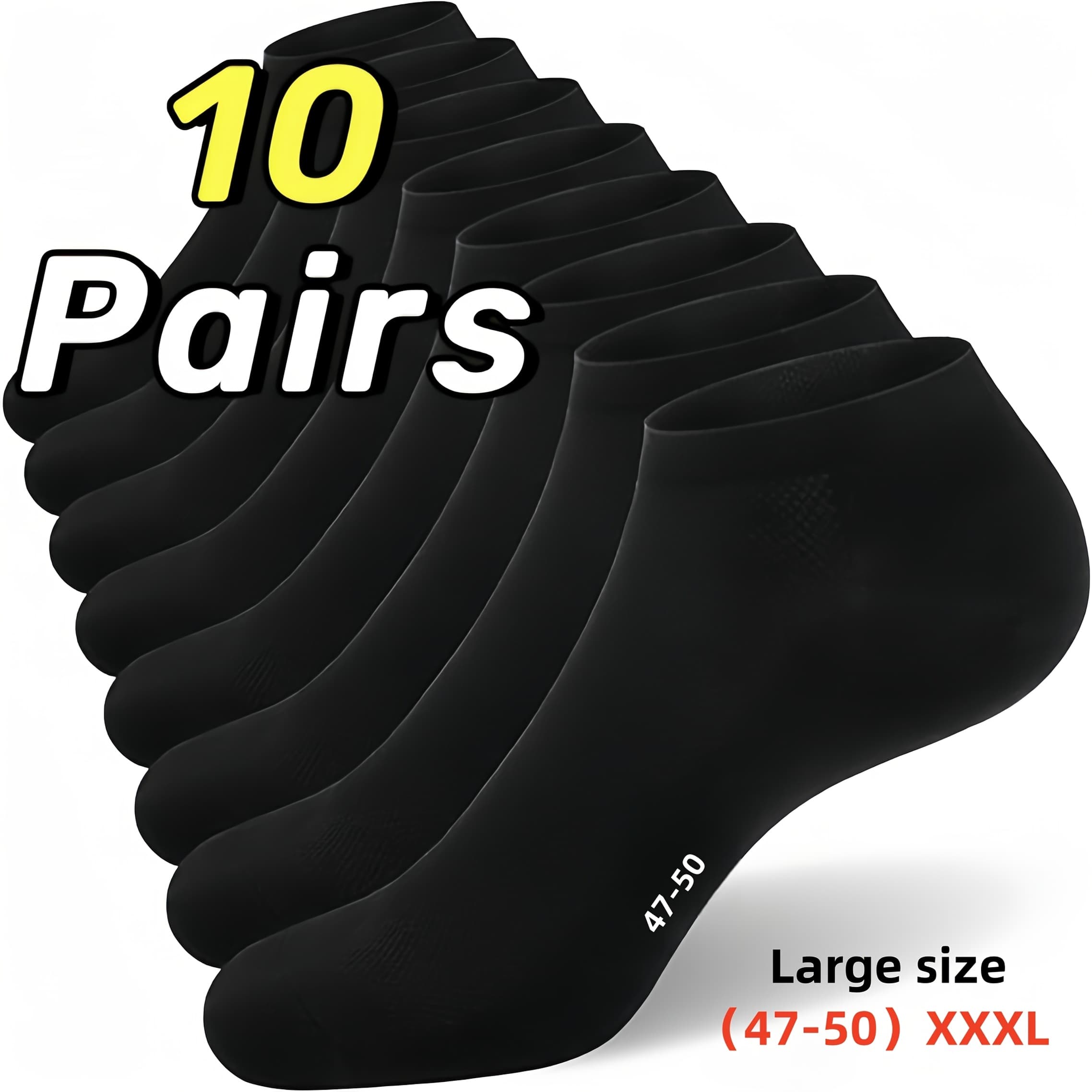 TEMU 10 Pairs Of Men's Oversized Socks In Sizes 47-50, Featuring Breathable Mesh For Without