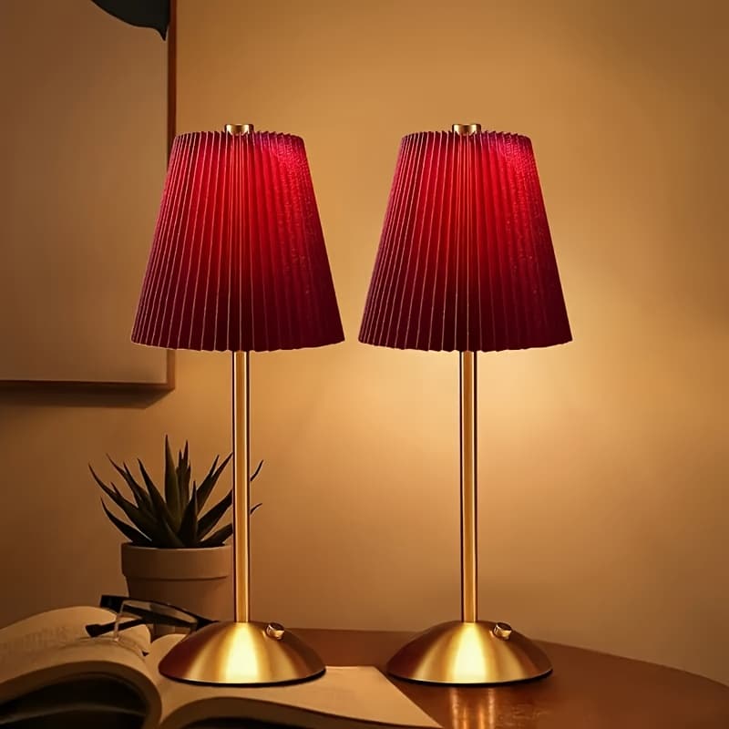 TEMU 2pcs Led Metal Table Lamp -fabric Shade Desk Lamp, Usb Charging Ports, 3-way Dimmable Led Desk Lamp For Bedroom Nightstand, Study Table Lamp, For, Office, Bedroom, Living Room, In 1pc.
