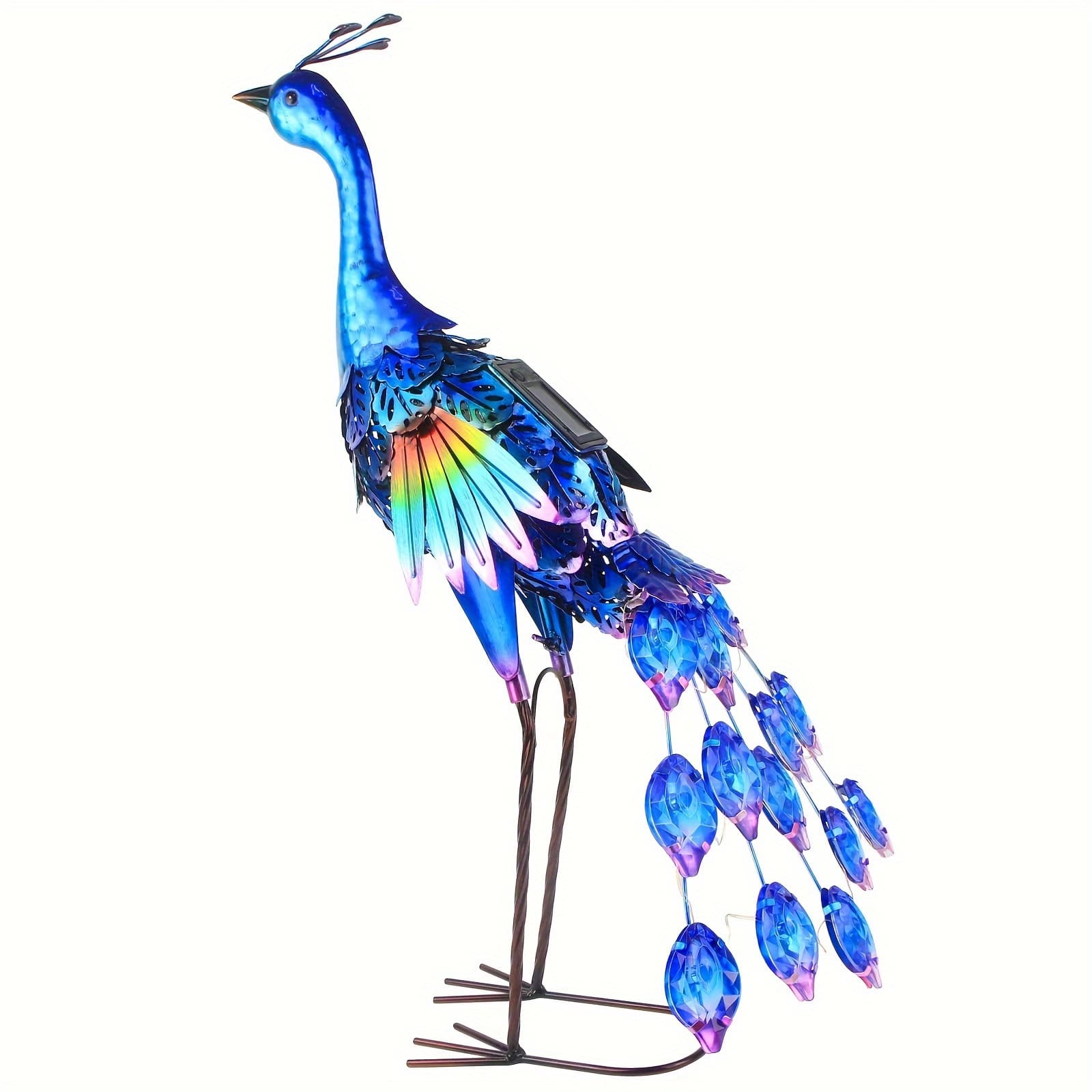 TEMU Outdoor Solar Peacock Statue Metal Birds Garden Sculptures Statues Valentine's Day Gifts Decorations
