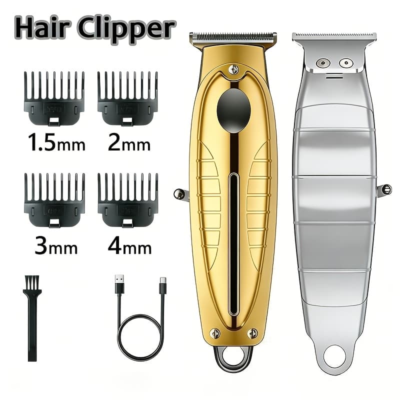 TEMU [popular ] Set Of 7 Professional Black Hair Clipper, Professional Men's Hair Clipper Usb Rechargeable Haircut Kit Portable Trimmer Cuts, Ideal Holiday Gift - Ideal Gift