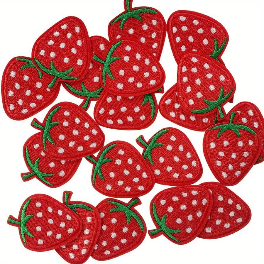 TEMU 30pcs Iron On , Strawberry Embroidered Applique For Clothes, Dress, Hat, Socks, Jeans,