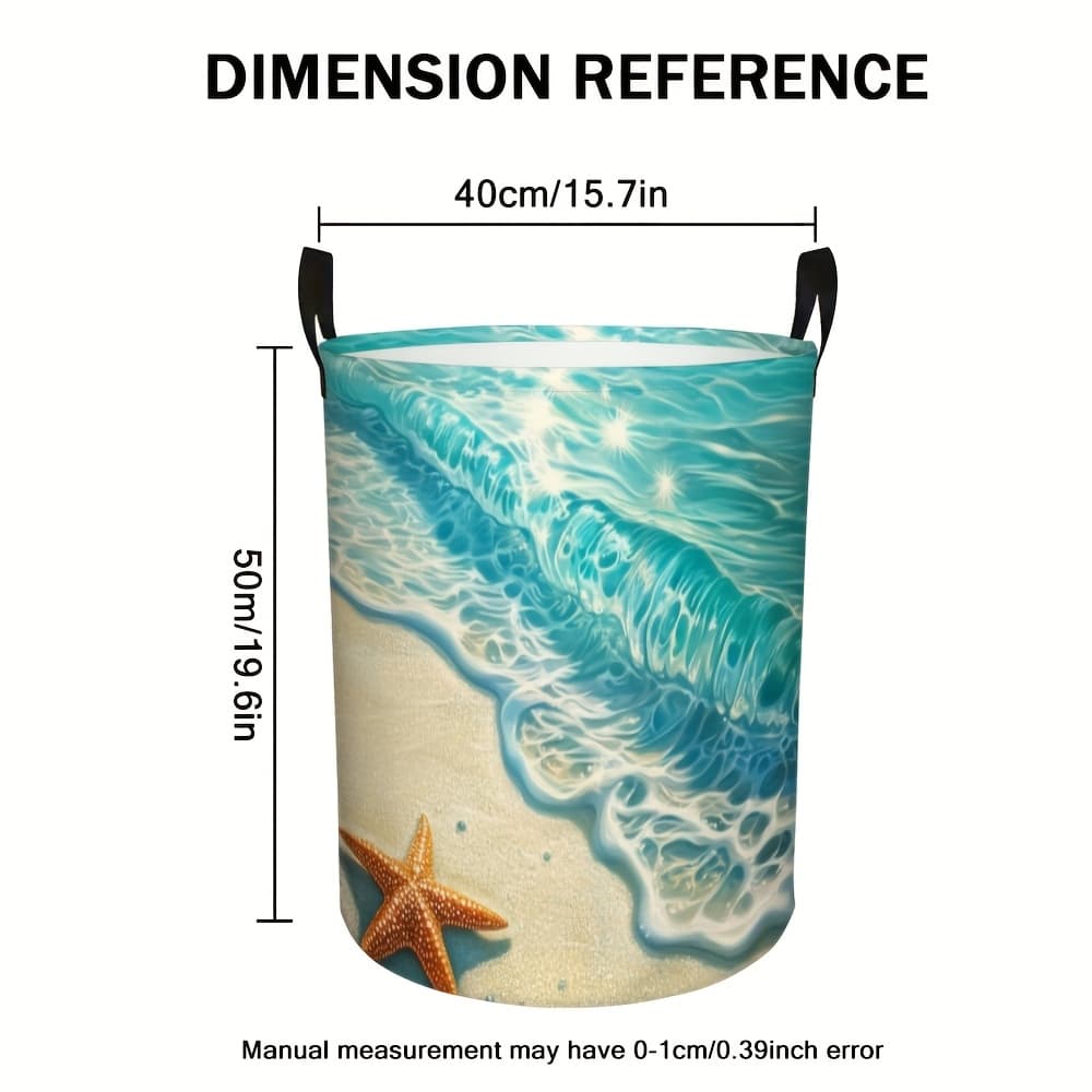 TEMU 1pc Beach Stylish Laundry Basket – Perfect For Home, Bedroom, Bathroom, Adds A Touch Of Style
