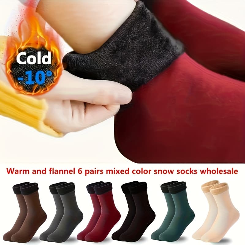TEMU 6 Pairs Heavy Thermal Winter Socks With - Warm Floor Socks Suitable For , Cold-resistant Long Pants Socks (machine Washable, - Outdoor Use)