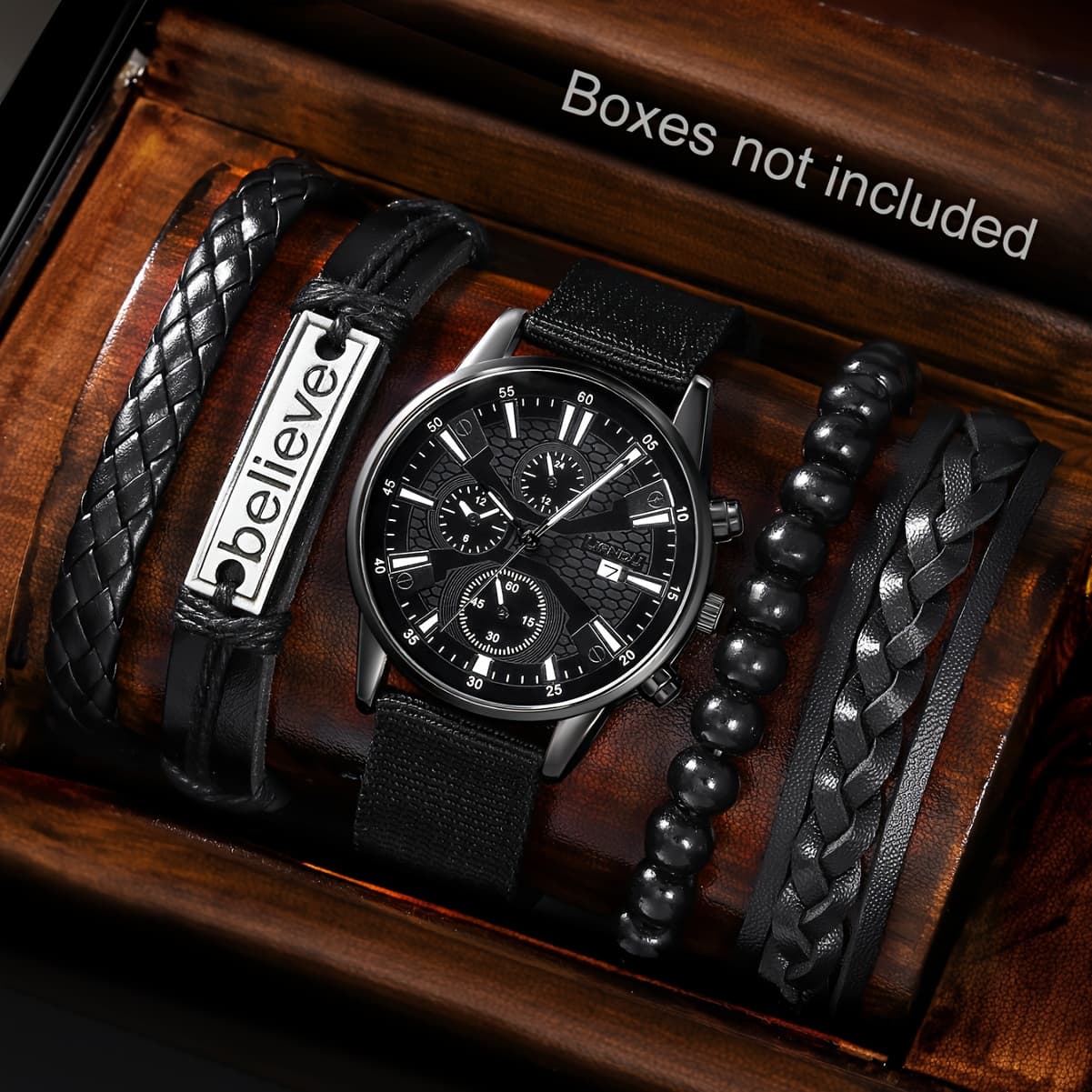 TEMU Set Of 's Stylish Quartz Watches, Vintage Pu Leather Bracelet Watch Jewelry Collection