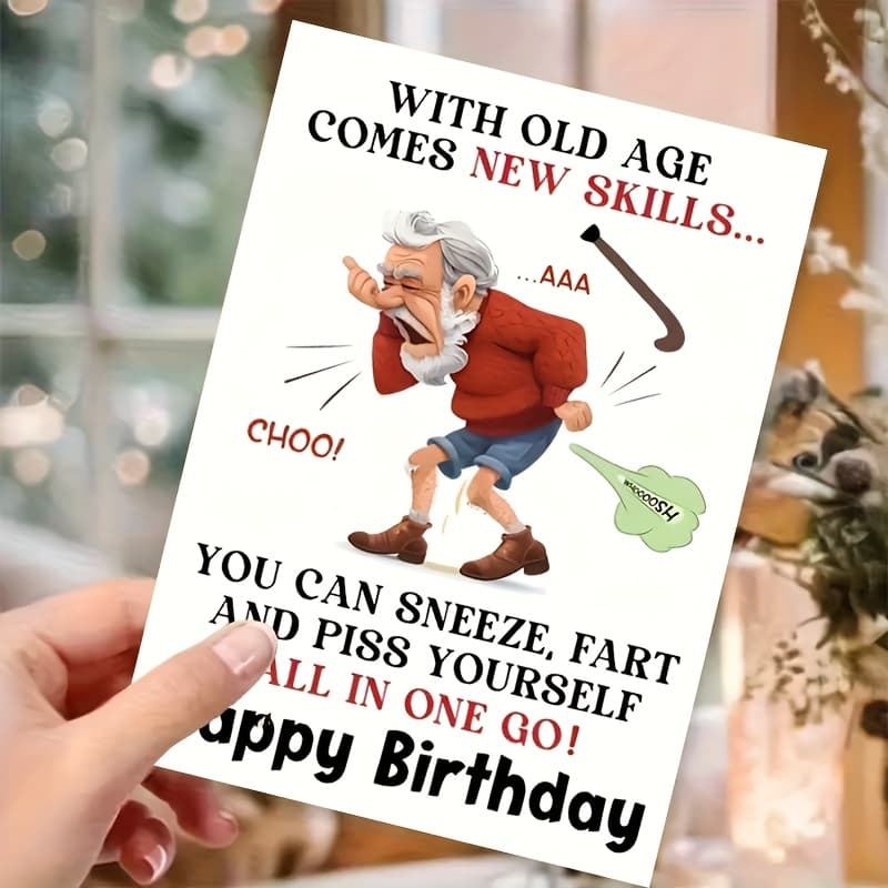 TEMU 2pcs (1 Card + 1 Envelope) Humorous Greeting Card For Grandpa, Brother Or Friend, Celebration Card, Valentine's Day, Thanksgiving, Christmas, New Year And Birthday Occasions