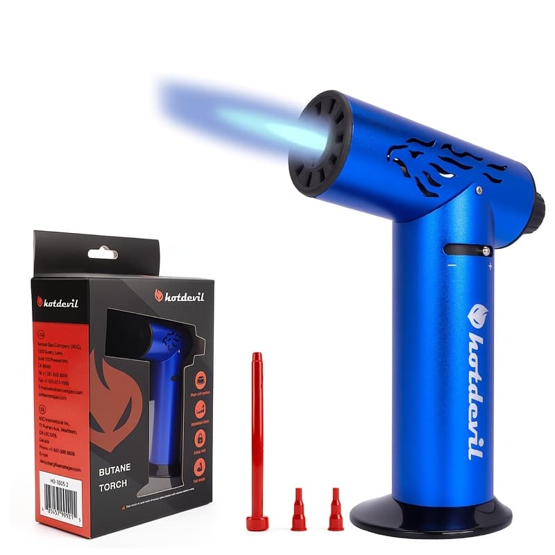 TEMU Butane Torch 10g Refillable Tank Kitchen Lighter W/ Safety Lock Adjustable Flame Butane Cartridge Cooking Torch For Bbq Creme Brulee Dessert Baking (butane Gas Not )
