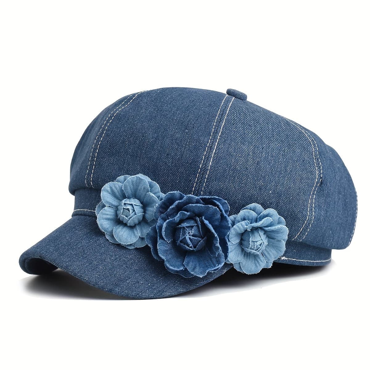 TEMU Cowboy Fashion Big Flower Elegant Sweet Newsboy Hats Women Hat Small Face Small Sunshade Hat Octagonal Hat Women