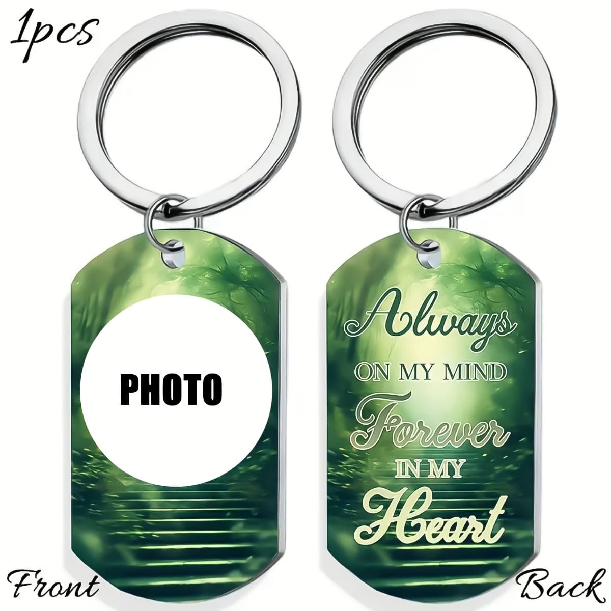 TEMU Custom Engraved Stainless Steel Keychain Featuring Photos On , Oval Shape, Perfect For Anniversaries, With A Decorative Clasp, A Keepsake - Jungle Paradise Theme, Adorable Keychain