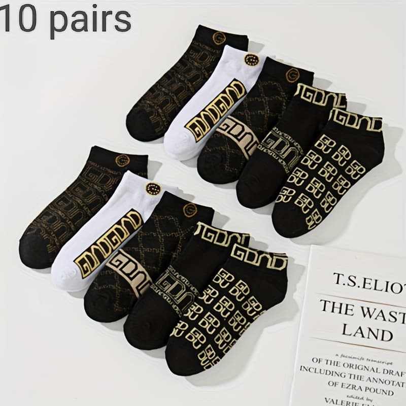 TEMU 20 Pairs/10 Pairs Men's Sweat-absorbing And Deodorant-proof Shallow Boat Socks For Autumn, Winter And Spring