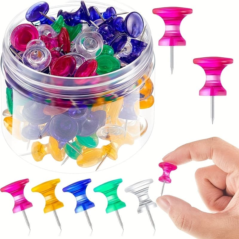 TEMU 30pcs Push Pins Tacks Large Tacks Jumbo Pins Steel Inch Plastic Heads Pins Marking Pins For Cork Board