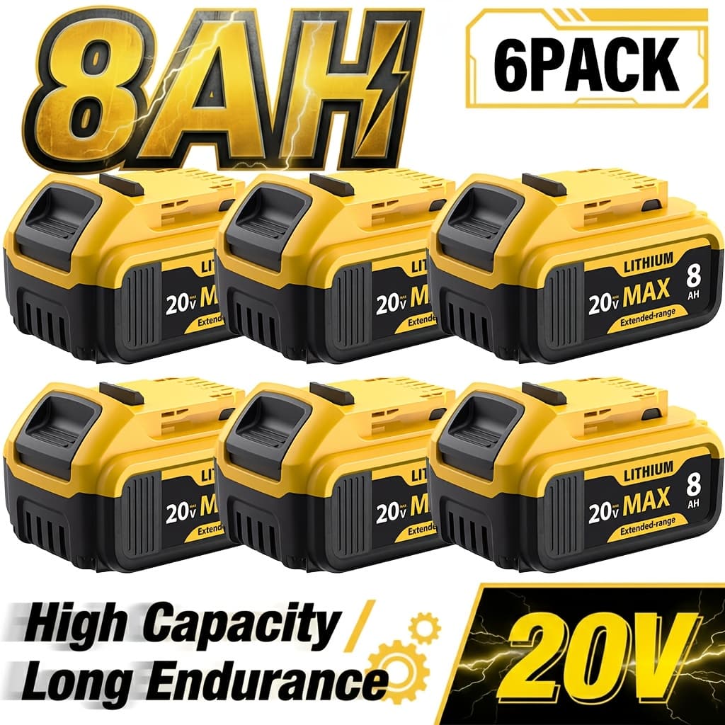 TEMU 2/4/6pack 8/12.0ah 20v Replace Battery Compatible For 20v Dcb200 Dcb204 Dcb206 Dcb206-2 Dcb201 Dcb203 Dcb181 Dcb180 Dcd/dcf/dcg 20 Battery For Dcd Dcf Dcg Series Cordless Power Tools