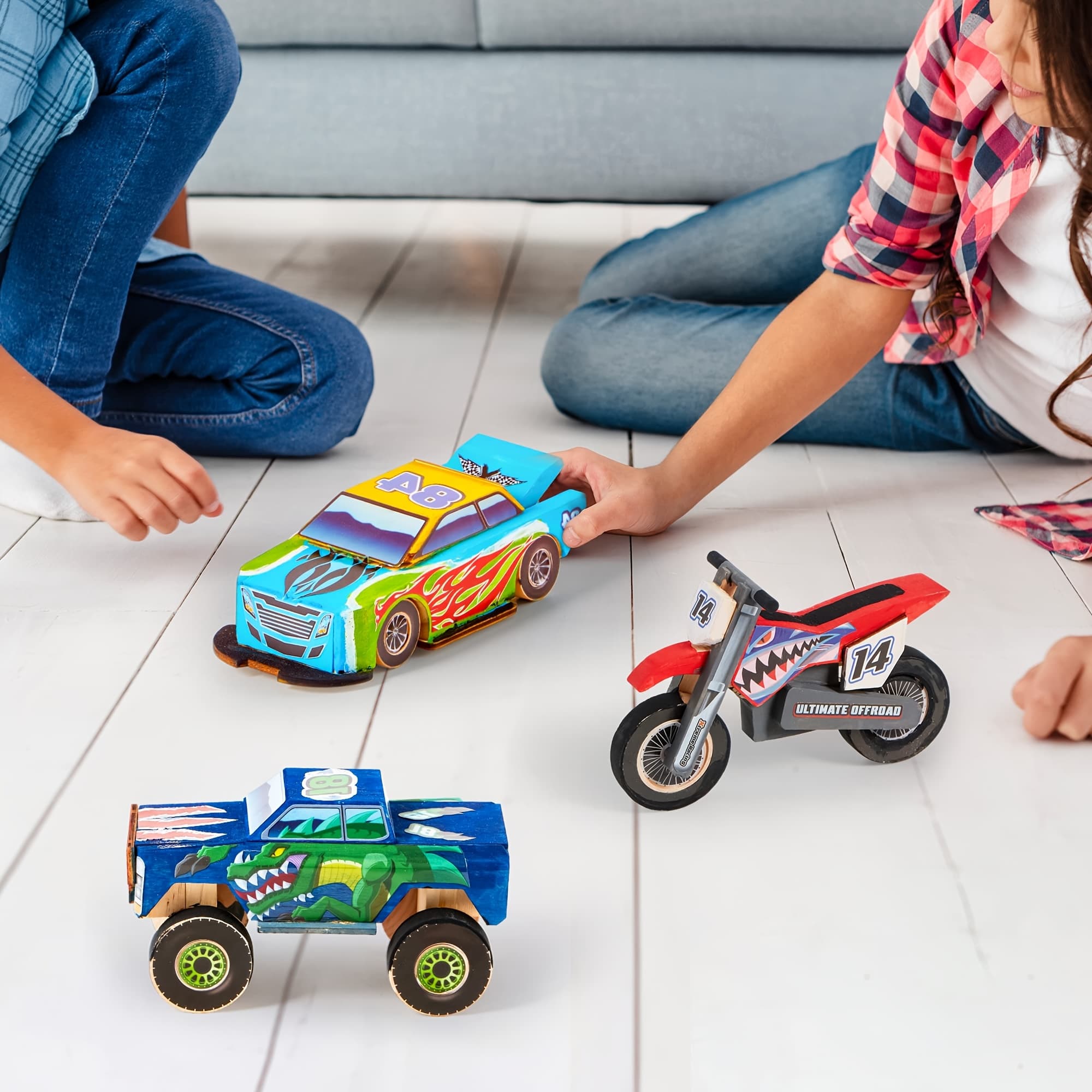 TEMU Syncfun Craft Set To Create And Decorate Your Own Wooden Race Car - Toy Kit For Building And Painting A Car Or Truck, Perfect Gifts For Kids