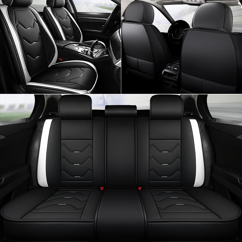 TEMU 5 Seats Pu Leather Car Seat Cover 360° Full Coverage Protection Breathable Non-slip Durable For 4 Season Seat Universal Suv Truck , Christmas Gifts