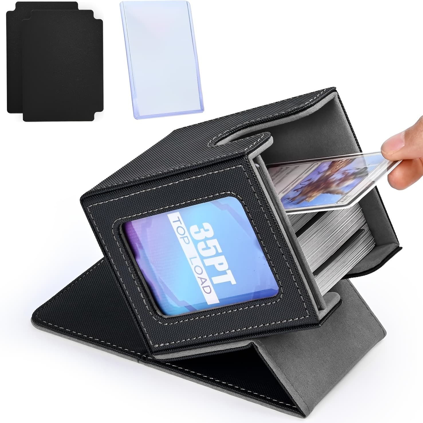TEMU Card Deck Box Commander Display, Design Card Deck Case Holds 100+ Double-sleeved Cards, Cards Storage Box For Tcg With 2 Dividers, Sleeves