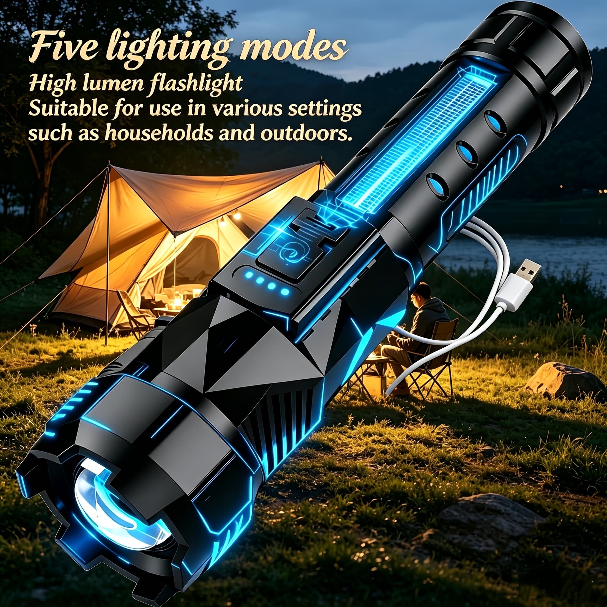 TEMU This Ultra-long-lasting High- Flashlight Features 5 Adjustable And Is Perfect For Outdoor Cycling And Exploration. It A Great Gift For Men And Is An Ideal Father's Day Present. A Wonderful Item .
