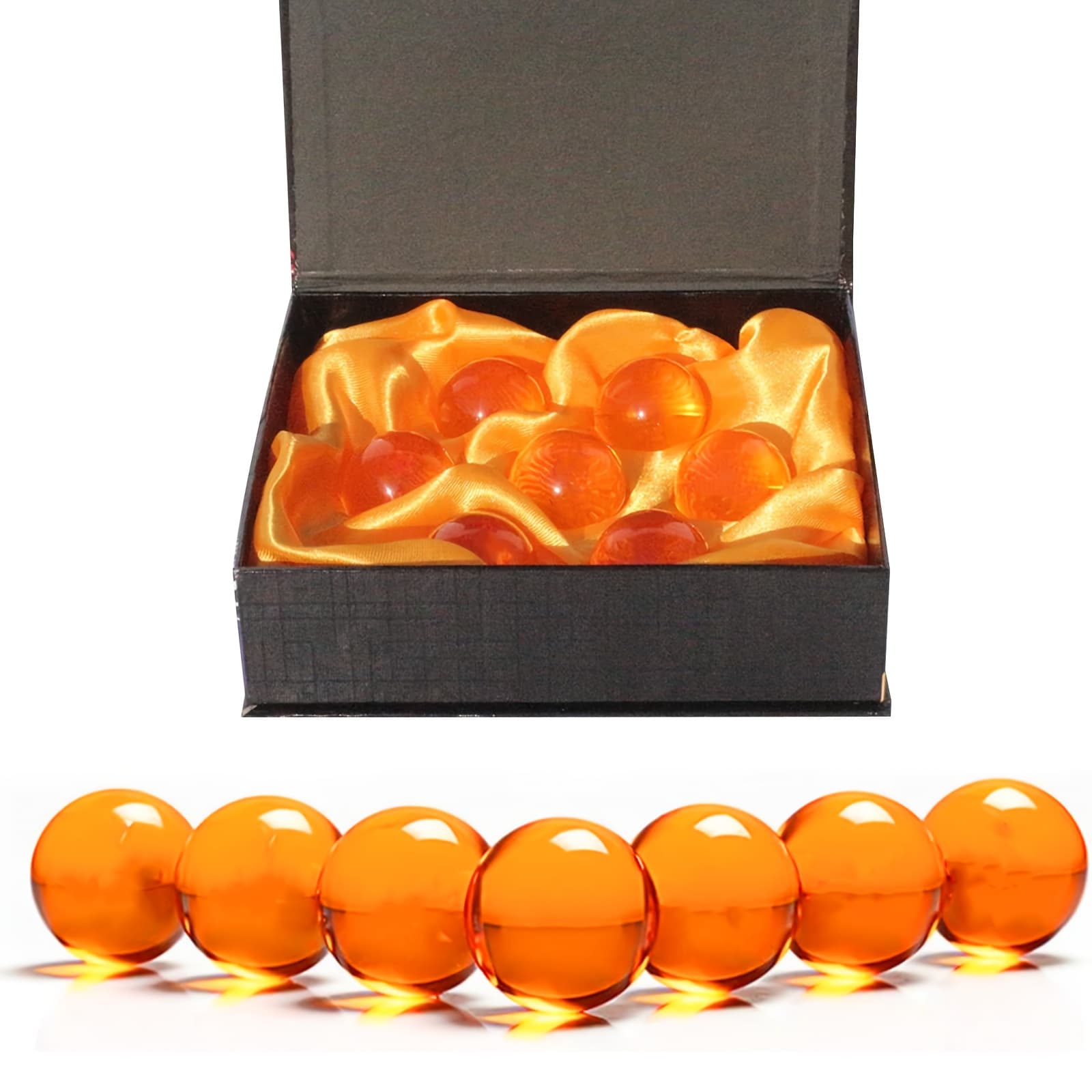 TEMU New Medium Grade Collection Of 7pcs 43mm Crystal Acrylic Plesglass Balls With Dragon Transparent Gift Box