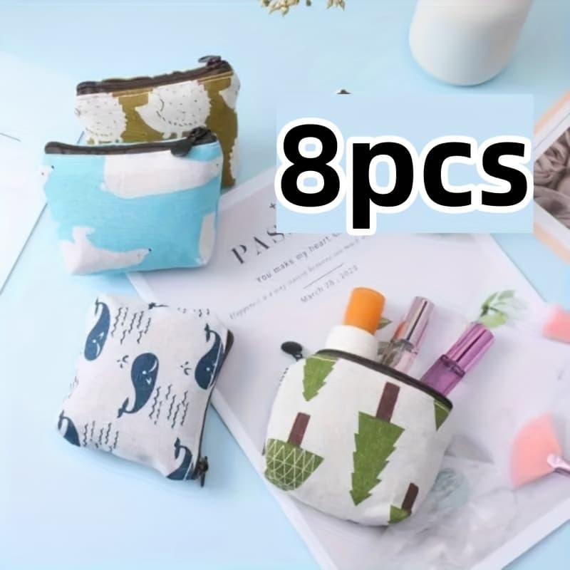 TEMU 4pcs/8pcs Mixed Set - Retro Fabric Coin Purses, Hiding The Of , A Gift For