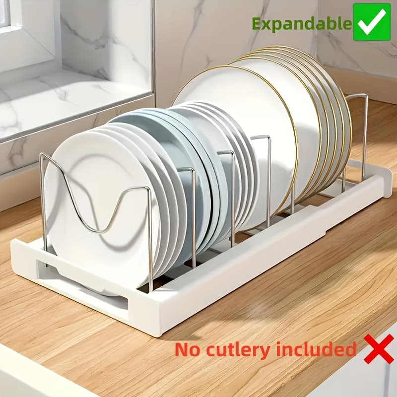 TEMU Pots And Pans Organizer, Adjustable Bakeware Organizer Pot Lid Holder Rack, Expandable Kitchen Organizer Rack Holder With Dividers - Under Cabinet Storage For Pots, Pans, Lids, Bakeware (white)
