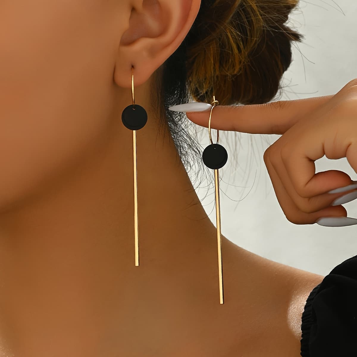 TEMU Luxury Long Size Round Disc Tassel Earrings