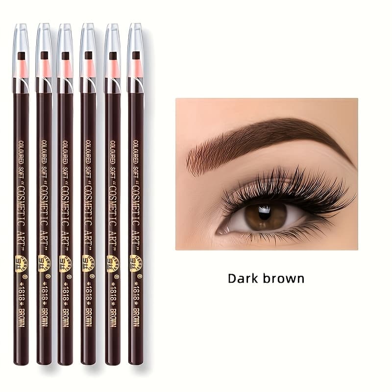 TEMU 6 Waterproof And Sweat-proof Eyebrow Pencils, , Durable And Long-lasting, Makeup Pencils Used For Eyeliner, Suitable For Beginners And Makeup Enthusiasts