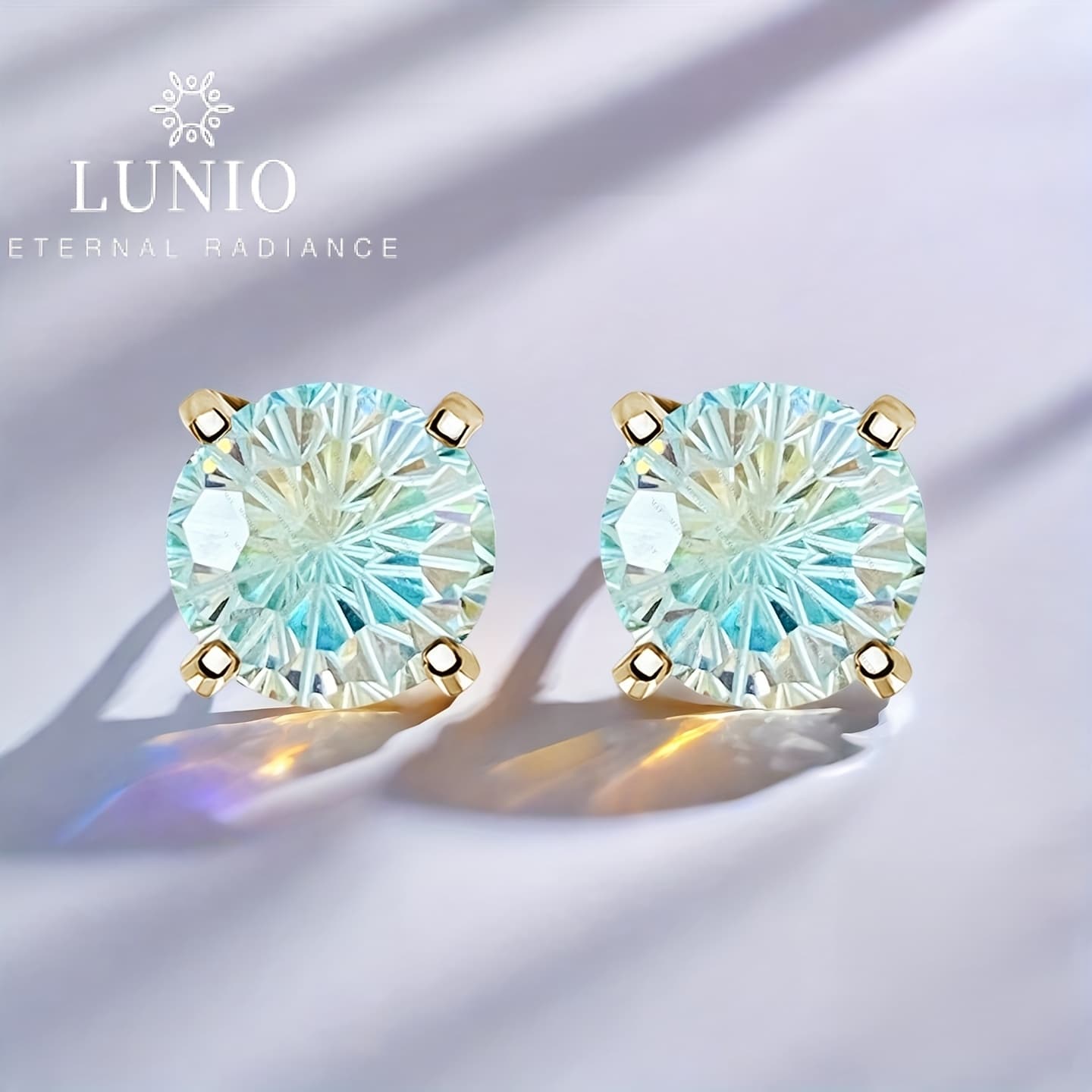 TEMU 1-3 Carat Blue Flame Cut Cubic Synthetic Zirconia Stud Earrings, Exquisite Jewelry Gift, Perfect For Valentine's Day, For