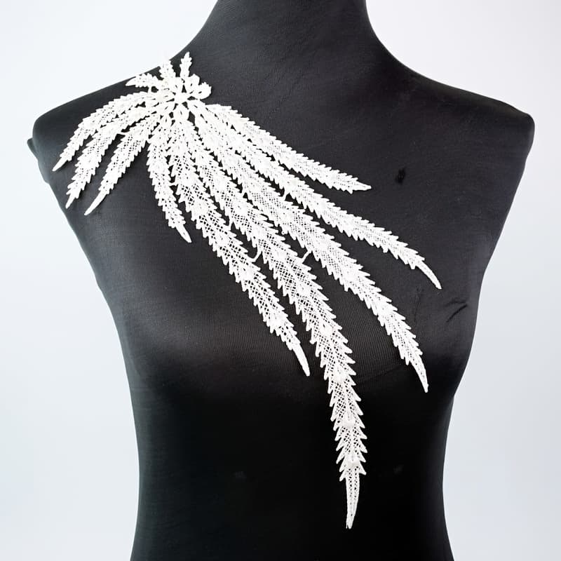 TEMU 1pc White Black Phoenix Tail Water Soluble Embroidery Cloth Patch Label No Adhesive