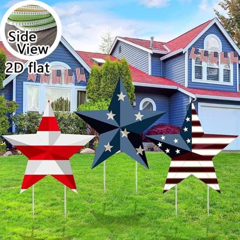 TEMU 2d Flat - 【2d Flat】 2d Flat - [2d Flat] 2d Flat 250th Anniversary Commemorative Decoration Red White -spangled Banner Star Insert Card Outdoor Lawn Party Props Day Lawn Sign, Holiday Yard Decor