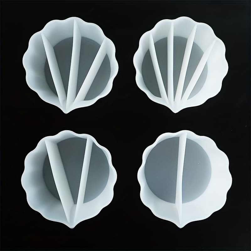 TEMU Silicone Pour Split Cups, 4pcs Reusable Resin Mixing Cups With 2-5 Channels, Sectioned For Multicolor With Resin, Paint, And More, For Resin Crafts