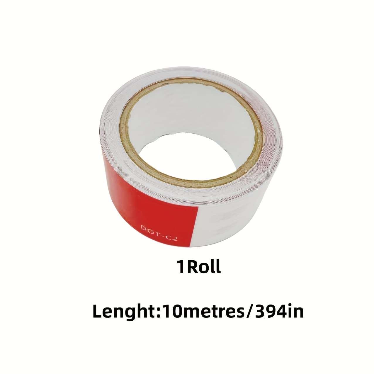 TEMU 1 Roll Of 5m/10m Dot-c2 High Visibility Reflective Tape, Adhesive Warning Strip, Suitable For Vehicles, Universal Fit, Red And White Reflective Material