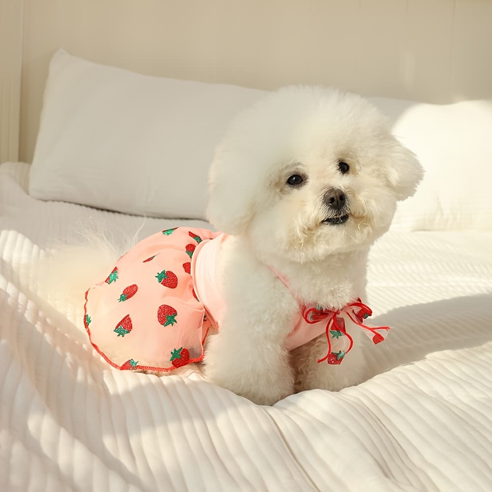 TEMU Summer Thin Pet Tulle Skirt With Headband, For Pomeranian Bichon Frise Teddy Yorkshire Schnauzer Small Dogs